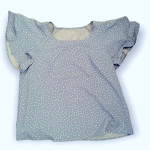 Light Blue Polka Dot Ruffle Shirt